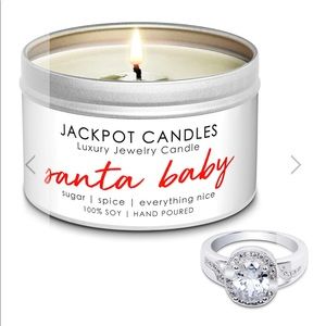 NWT Santa baby jackpot candle great stocking stuffer, teacher gift w ring inside